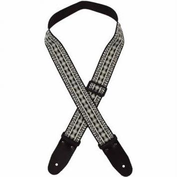 Colonial Leather Jacquard Guitar Strap Silver Diamonds