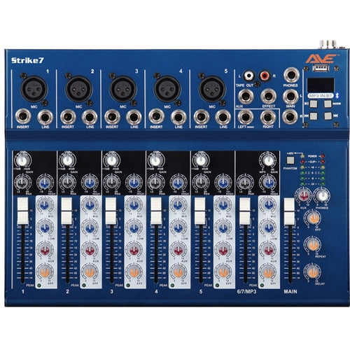 AVE Strike 7 Bluetooth PA Mixer with Delay – 7 Channel