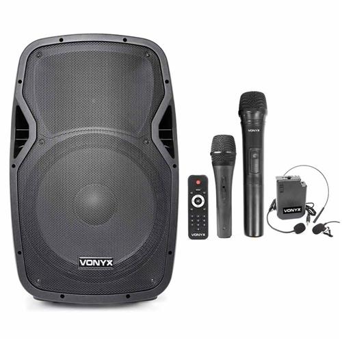 Vonyx AP1500BP 15" Portable PA System with Dual Wireless Microphones