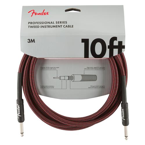 Fender 10' Professional Series Instrument Cable. Red Tweed