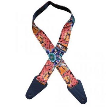 GUITAR STRAP Colonial Leather Aboriginal Art - Kangaroo Ground