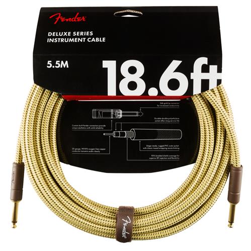 FENDER 18.6' DELUXE SERIES INSTRUMENT CABLE. TWEED