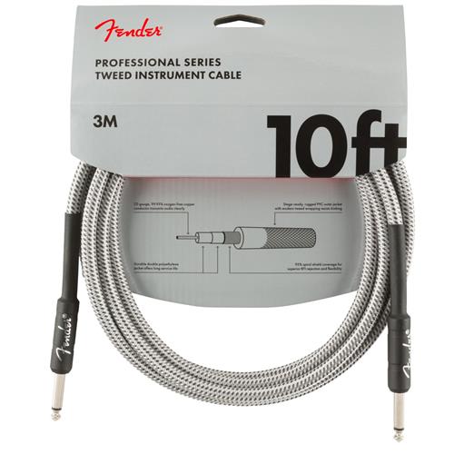 Fender 10' Professional Series Instrument Cable. White Tweed