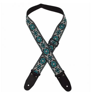 Guitar Strap Aqua Flower