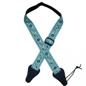 Colonial Leather Jacquard Ukulele Strap - Aqua Flower